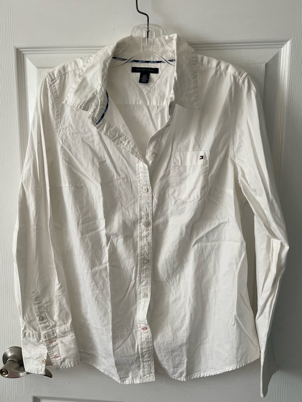 Tommy Hilfiger White Long-Sleeve Casual Button-Down Shirt